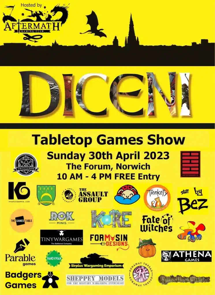 Diceni Tabletop Gaming Show - The List of attendee's!