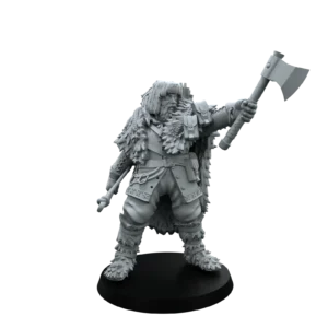 Fur Trapper Pointing with Axe – Winter Pathfinder